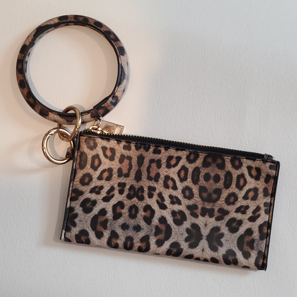 Leopard print wristlet